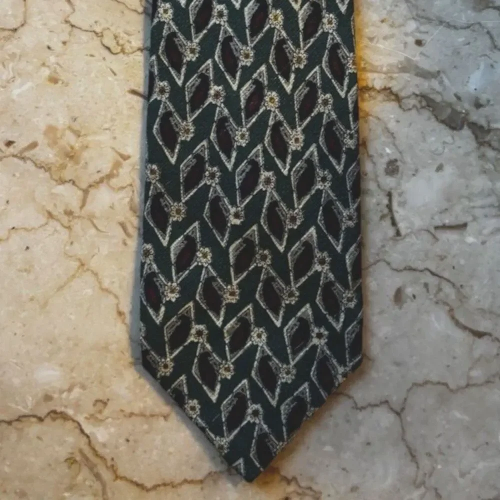 Vintage Mens Tie Robert Talbott for Nordstrom Green Maroon Diamond Shapes